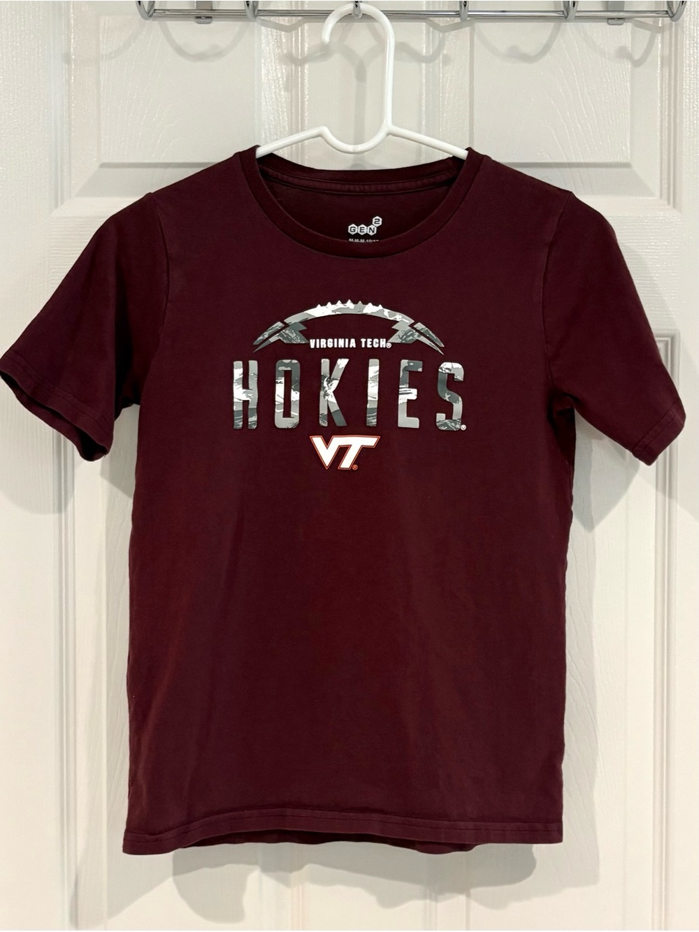 Virginia Tech Hokies Youth Football Short Sleeve T-Shirt Boy M 10/12 100% Cotton